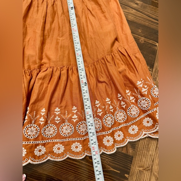 NWT LC Lauren Conrad Terracotta Maxi Skirt with White Embroidery XXL - Picture 8 of 8